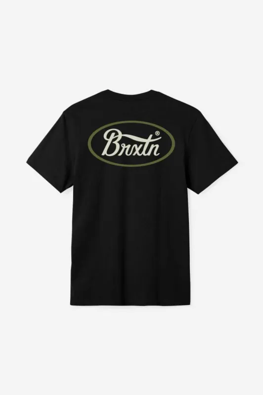 Brixton Parsons T-Shirt - Black/Bone/Sea Kelp sold by Sun Diego Boardshops