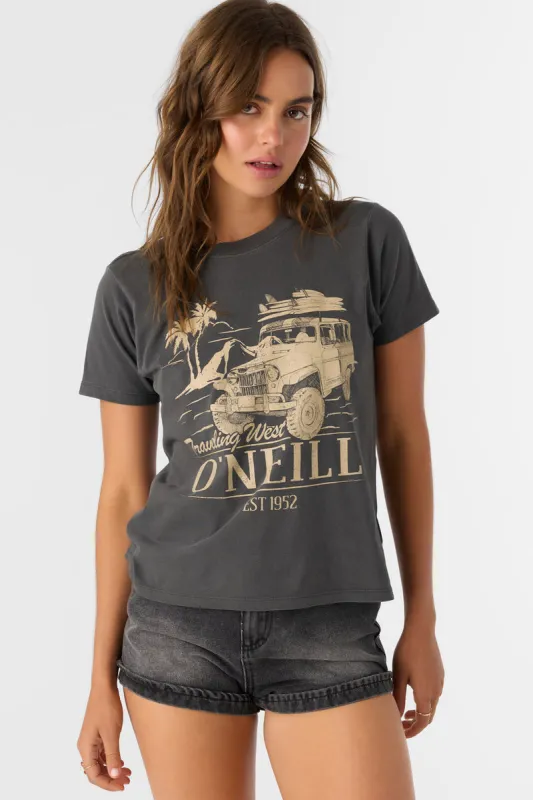 Oneill TRAVELING WEST TEE - WASHED BLACK FAD sold by Sun Diego Boardshops