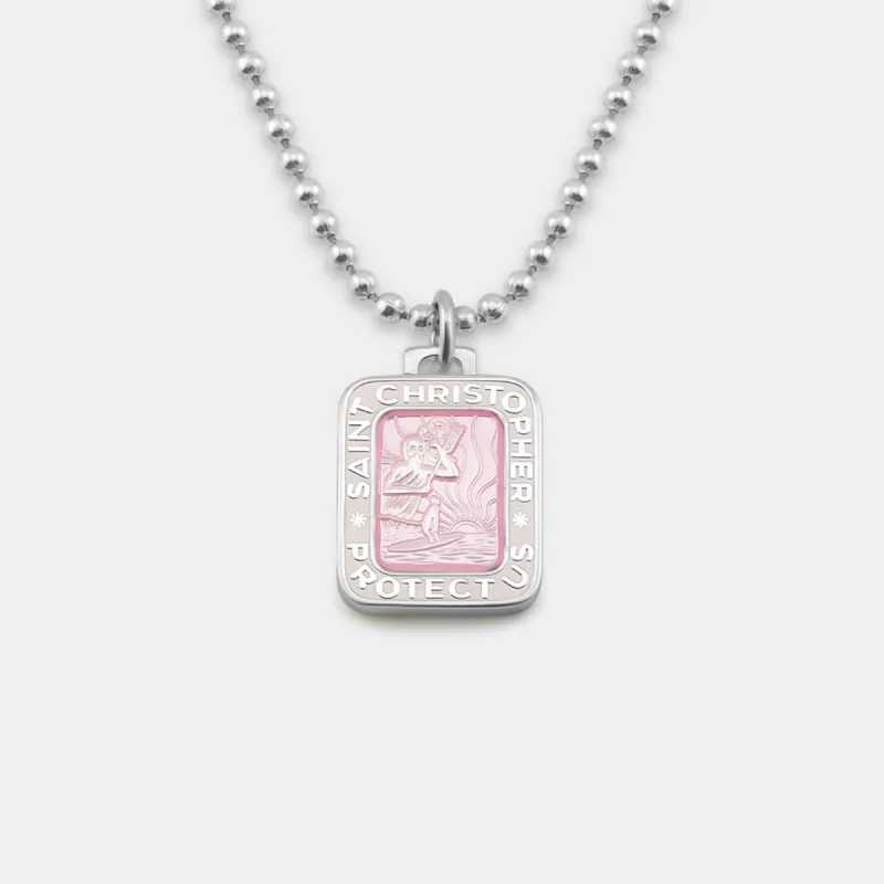 GETBACK SUPPLY RECTANGLE ST. CHRISTOPHER NECKLACE - PINK/WHITE sold by Sun Diego Boardshops