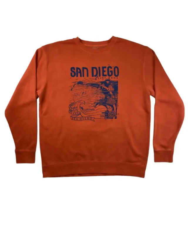 Sun Diego Women's Map Sweatshirt - Amber/Blue sold by Sun Diego Boardshops