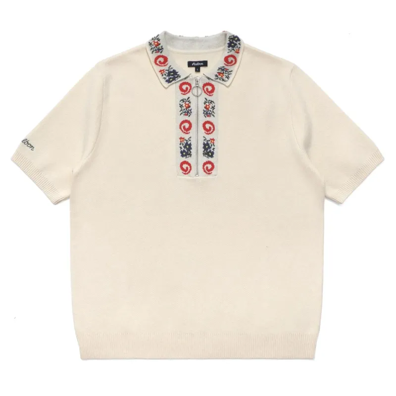 MALBON GOLF LAURENT JACQUARD PLACKET POLO - IVORY sold by Sun Diego Boardshops