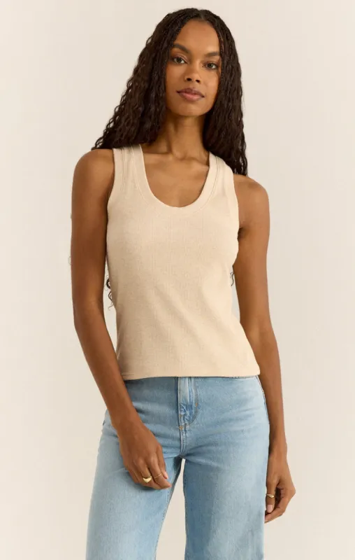 Z-Supply Sirena Rib Tank - LIGHT OATMEAL HEATHER sold by Sun Diego Boardshops