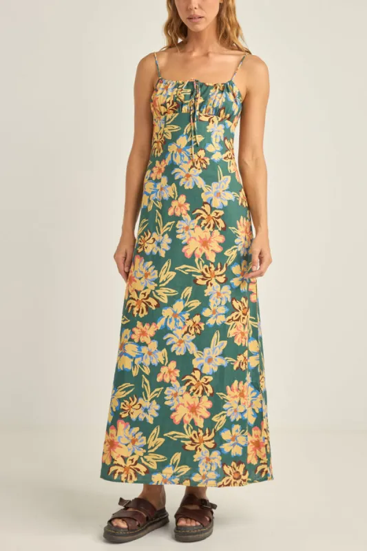 Rhythm Hawaiian Floral Gathered Maxi Dress - JUNGLE sold by Sun Diego Boardshops