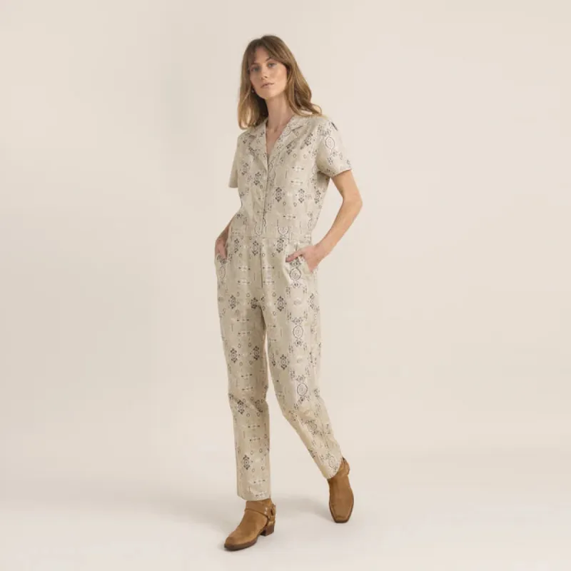 Roark Layover Short Sleeve Jumpsuit - Stone sold by Sun Diego Boardshops
