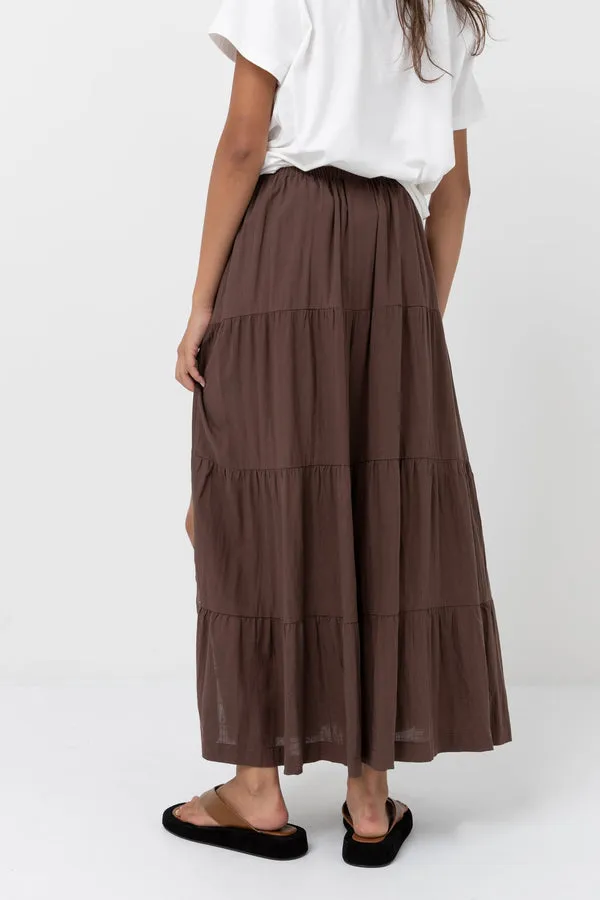 Rhythm Classic Tiered Maxi Skirt - CHOCOLATE sold by Sun Diego Boardshops product image thumbnail 3