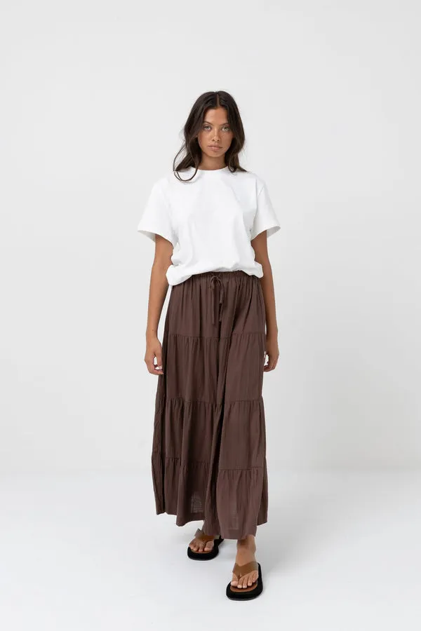 Rhythm Classic Tiered Maxi Skirt - CHOCOLATE sold by Sun Diego Boardshops product image thumbnail 4