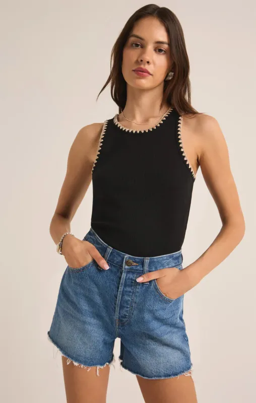 Z-Supply AVRIL RIB WHIPSTITCH TANK - BLACK sold by Sun Diego Boardshops