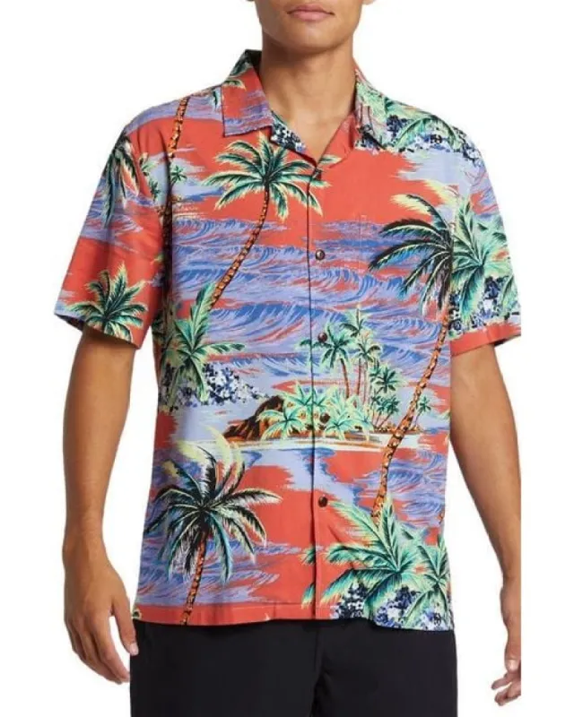 Quiksilver Dna Island Short Sleeve Shirt - SPICED CORAL sold by Sun Diego Boardshops