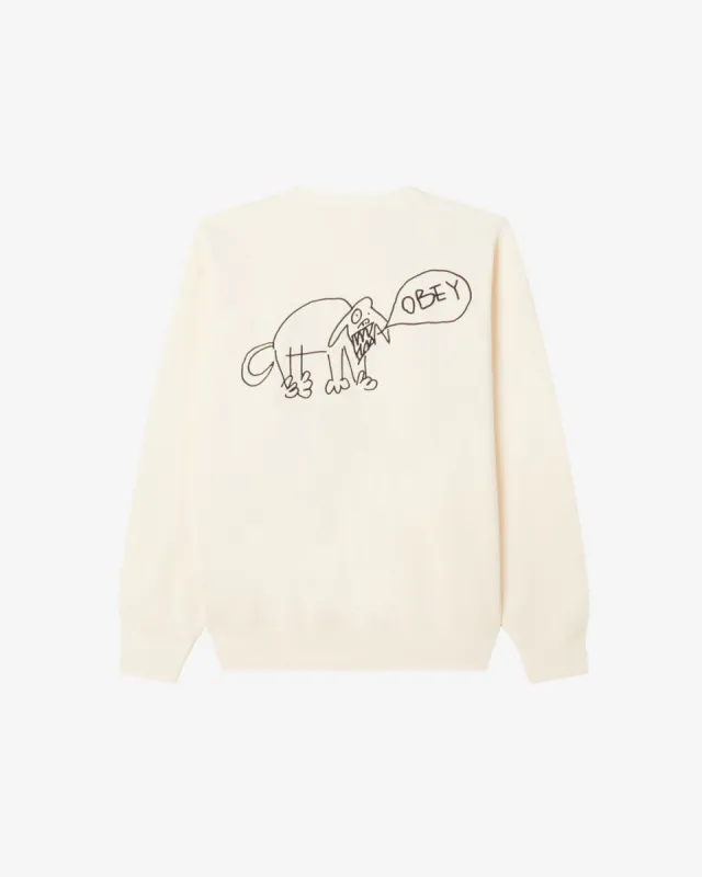 Obey DOG DOODLE CREWNECK - UNBLEACHED made by Sun Diego Boardshops