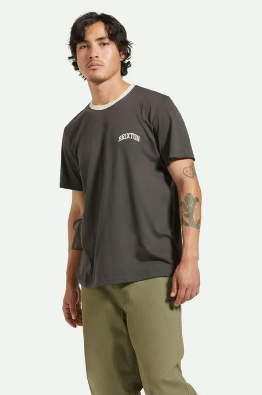 Brixton Varsity Ringer T-Shirt - WASHED BLACK WORN WASH sold by Sun Diego Boardshops