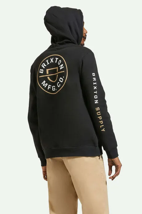 Brixton Crest Hoodie - BLACK/SAND/WHITE sold by Sun Diego Boardshops