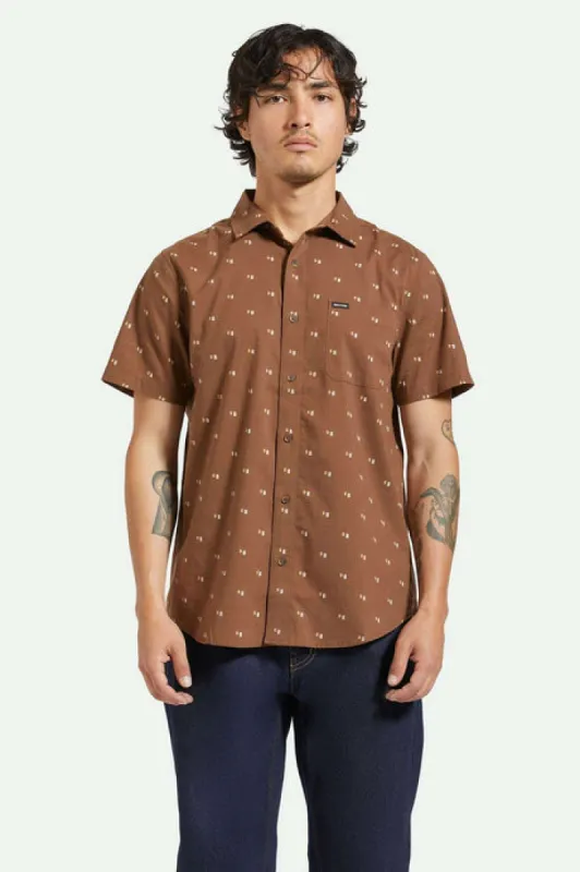 Brixton Charter Print S/S Woven Shirt - PINECONE BROWN/TIPPING SQUARE sold by Sun Diego Boardshops