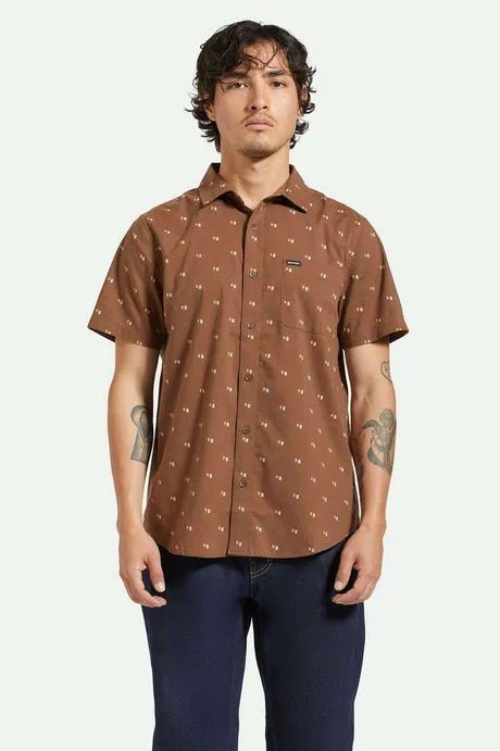 Brixton Charter Print S/S Woven Shirt - PINECONE BROWN/TIPPING SQUARE sold by Sun Diego Boardshops