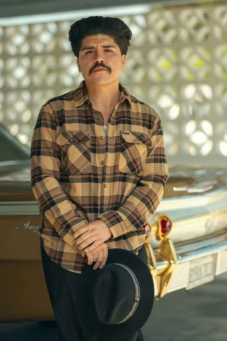 Brixton Bowery L/S Flannel - TIGERS EYE/PINECONE BROWN/WASHED BLACK sold by Sun Diego Boardshops