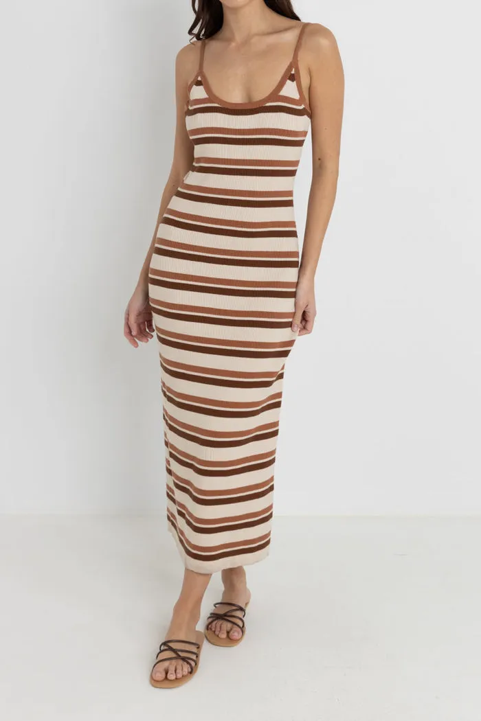 Rhythm Isla Striped Knit Midi Dress - COFFEE sold by Sun Diego Boardshops product image thumbnail 2