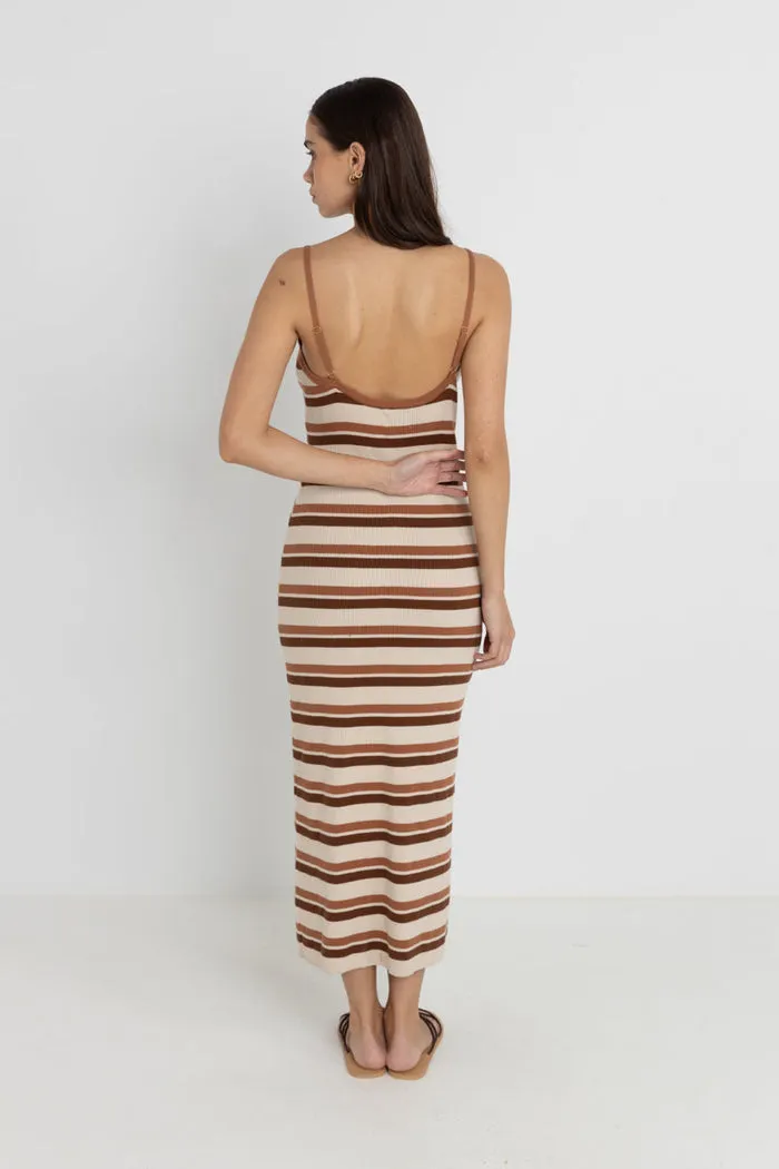 Rhythm Isla Striped Knit Midi Dress - COFFEE sold by Sun Diego Boardshops product image thumbnail 3