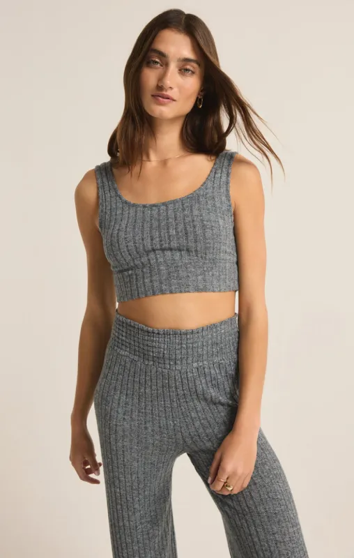 Z-Supply Zoe Silky Rib Tank Bra - CHARCOAL HEATHER sold by Sun Diego Boardshops