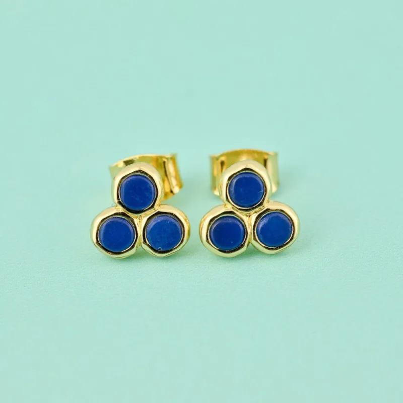 Pura Vida Bracelets Surfrider Three Stone Stud Earrings - GOLD sold by Sun Diego Boardshops