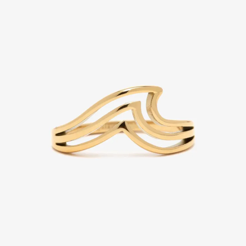 Pura Vida Bracelets Surfrider Triple Wave Ring - GOLD sold by Sun Diego Boardshops
