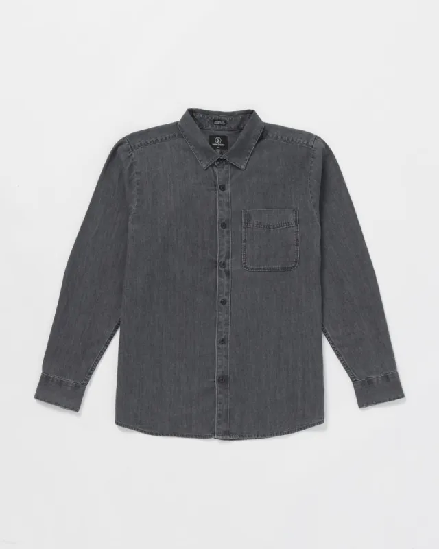 Volcom Date Knight Long Sleeve Shirt - STEALTH sold by Sun Diego Boardshops
