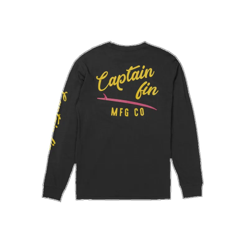 Captain Fin Co Slick Slide Logo Long Sleeve Tee - BLACK made by Sun Diego Boardshops
