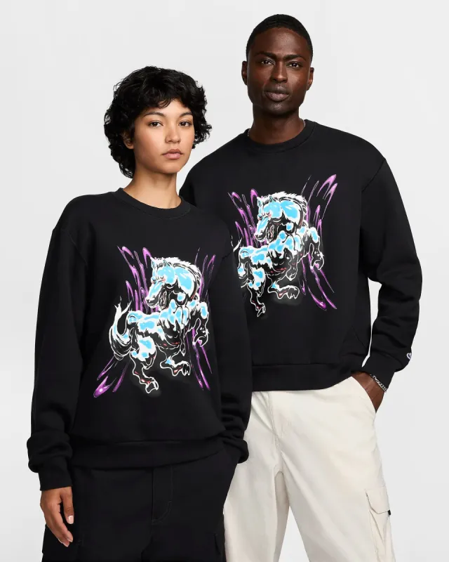 Nike Fleece Skate Crew - BLACK/WHITE made by Nike