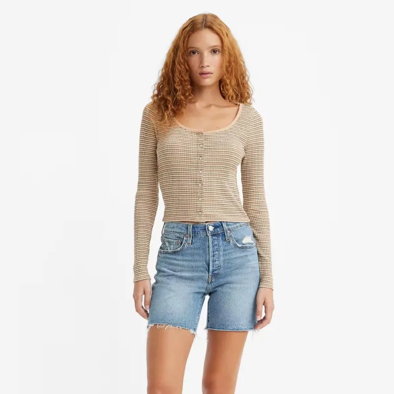 Levi's Britt Long Sleeve Snap Front Top - Bikini Stripe Frappe sold by Sun Diego Boardshops
