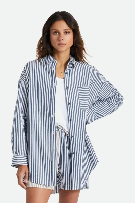 Brixton Sidney Oversized L/S Woven - Washed Navy sold by Sun Diego Boardshops