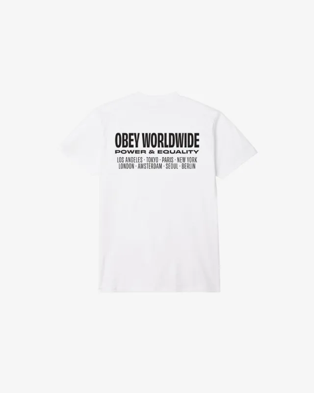 Obey WORLDWIDE POWER & EQUALITY CLASSIC T-SHIRT - WHITE sold by Sun Diego Boardshops