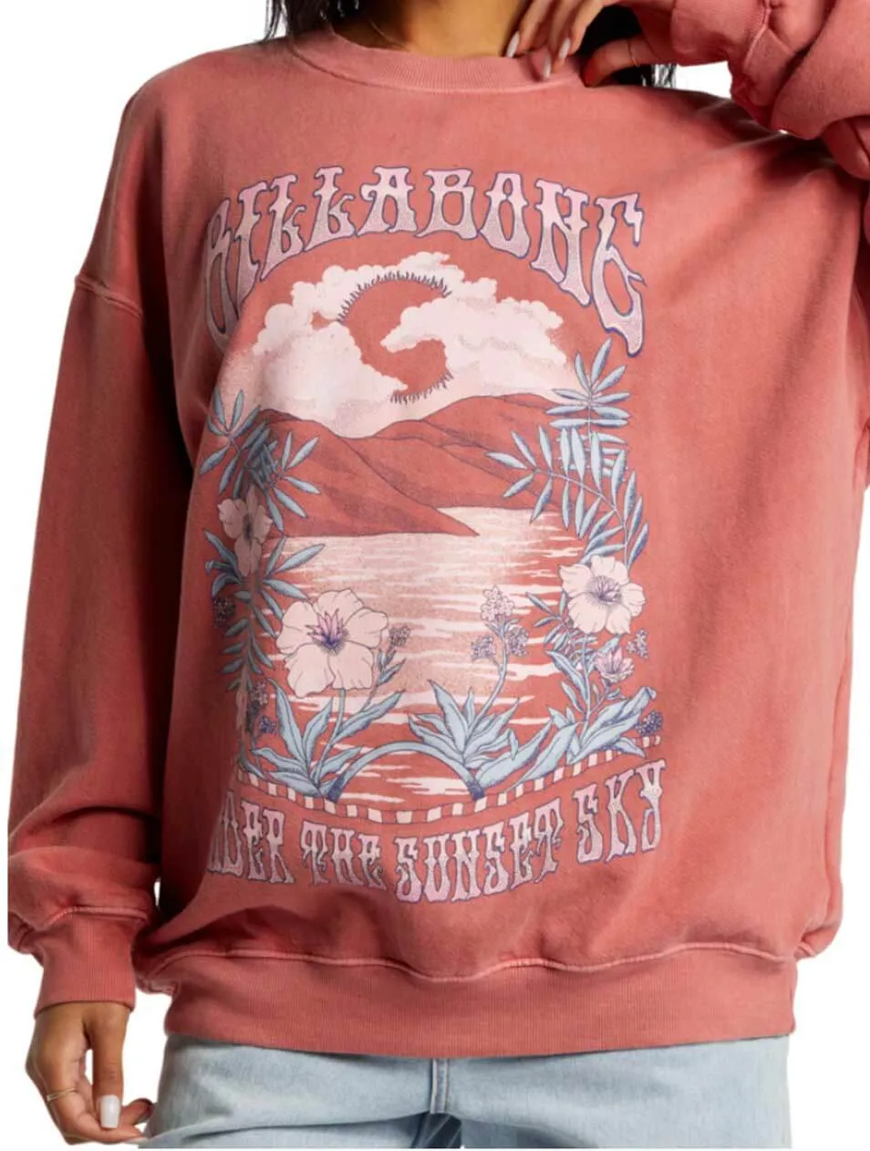 Billabong Ride In Oversized Crewneck Sweatshirt - RED CLAY sold by Sun Diego Boardshops product image thumbnail 2