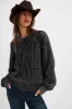 Free People Frankie Cable Sweater - BLACK sold by Sun Diego Boardshops