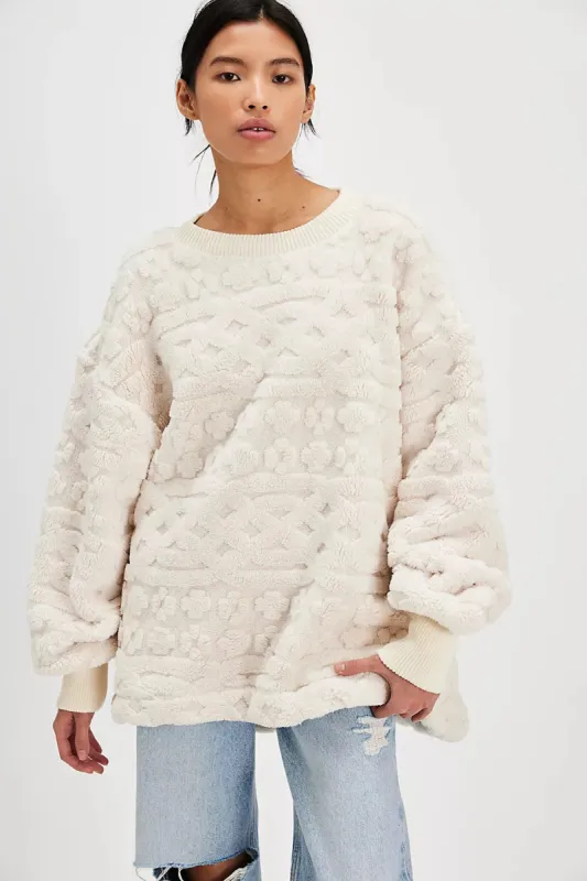 Free People Cable Knit Sweatshirt - IVORY COMBO sold by Sun Diego Boardshops