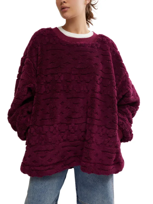 Free People Cable Knit Sweatshirt - BERRY COMBO sold by Sun Diego Boardshops