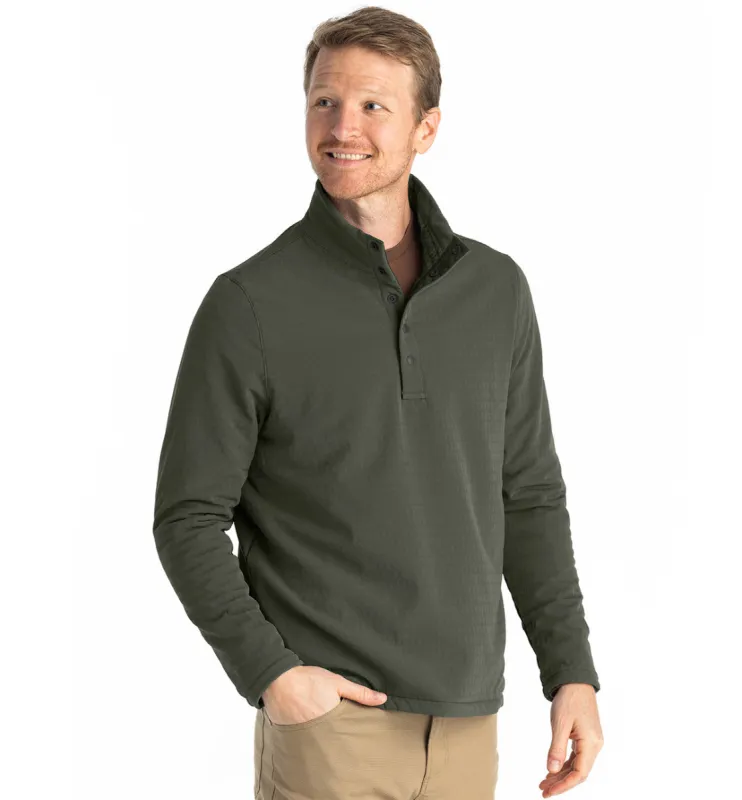 Free Fly Men's Gridback Fleece Snap Pullover - DARK OLIVE sold by Sun Diego Boardshops