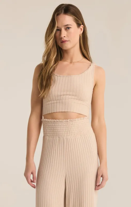 Z-Supply Zoe Silky Rib Tank Bra - LIGHT OATMEAL HEATHER sold by Sun Diego Boardshops