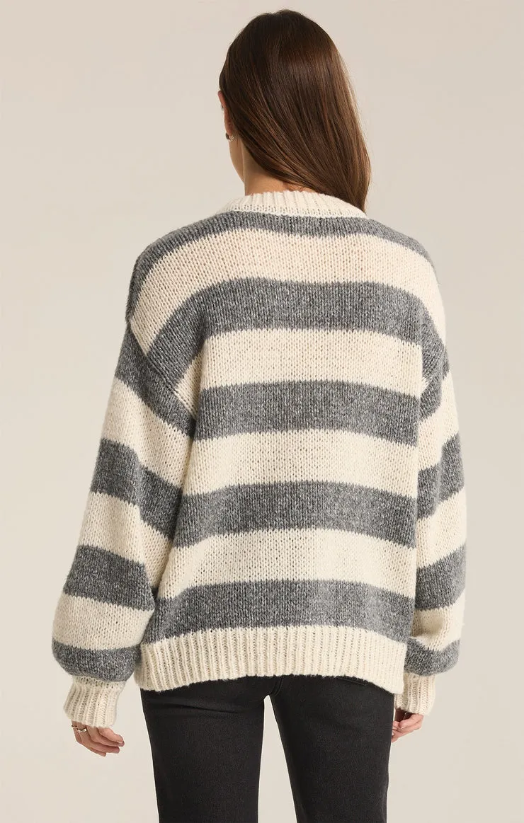 Z-Supply Anders Stripe Crew Neck Sweater - CLASSIC HEATHER GREY sold by Sun Diego Boardshops product image thumbnail 2
