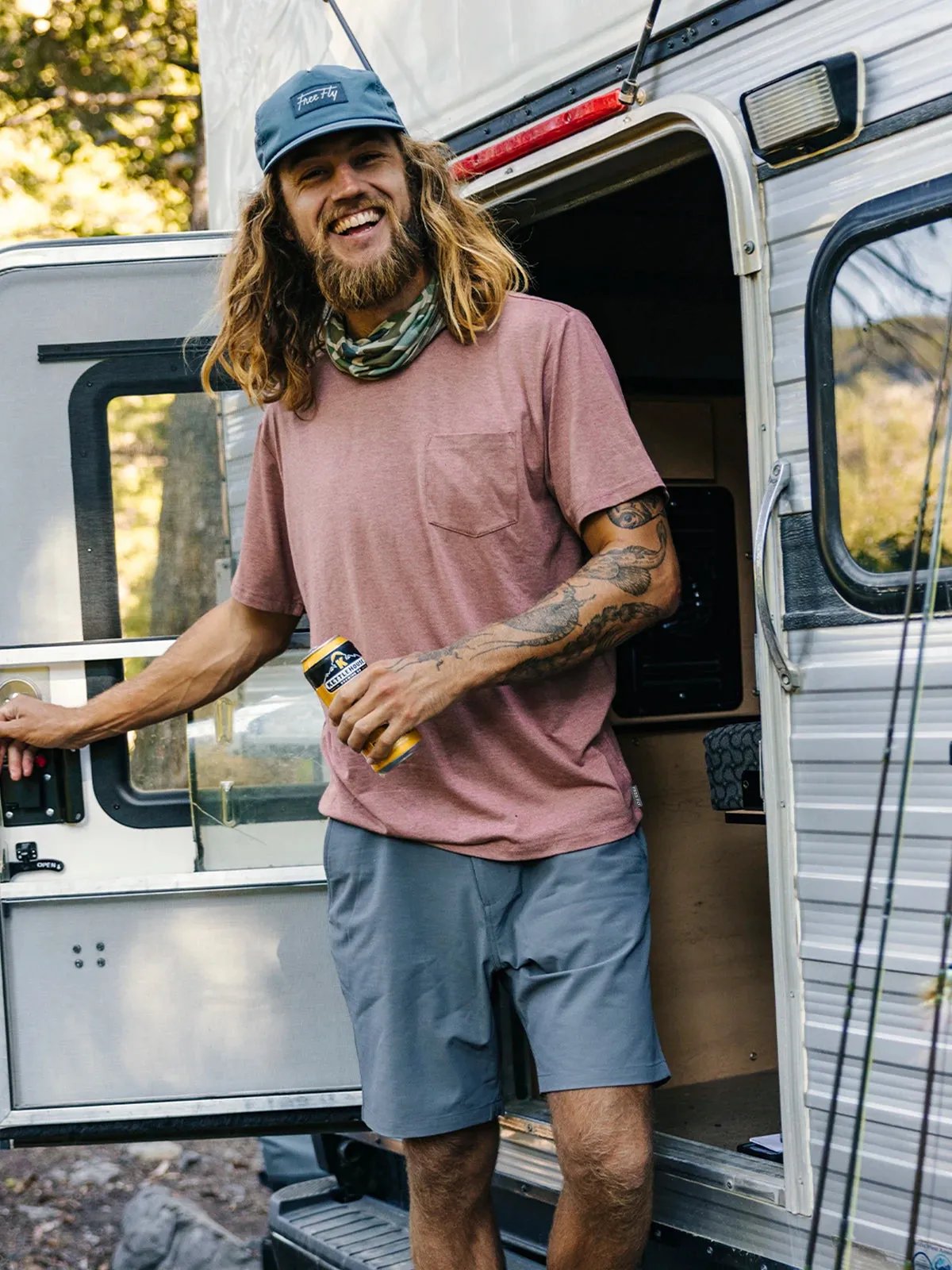 Free Fly Men's Bamboo Flex Pocket Tee - HEATHER BRICK sold by Sun Diego Boardshops