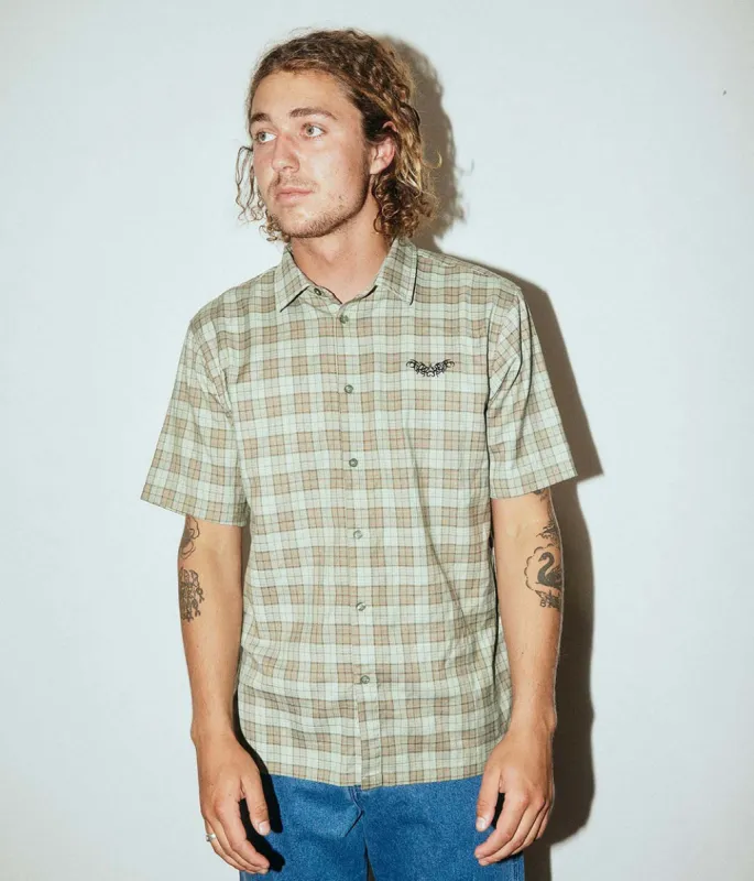 FORMER Manners Check SS Shirt - GREEN BROWN sold by Sun Diego Boardshops