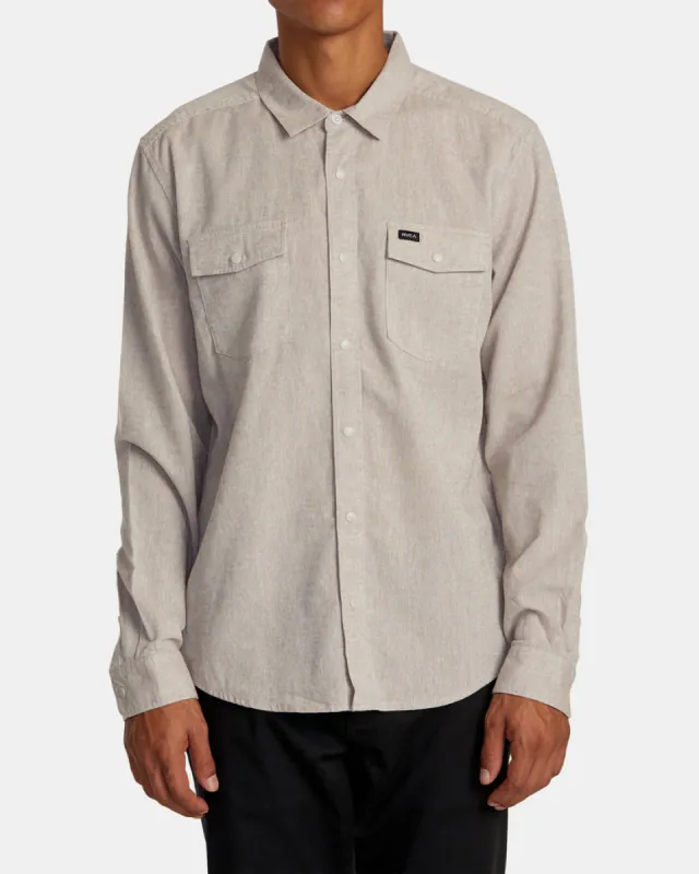 RVCA RVCA NEPS LONG SLEEVE SHIRT - WASHED GREY sold by Sun Diego Boardshops