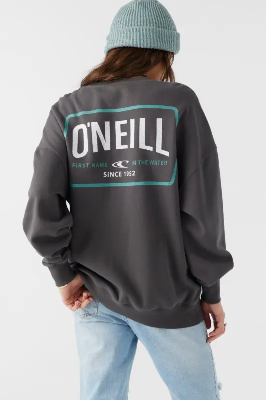 O'neill CHOICE CREWNECK OVERSIZED-FIT FLEECE PULLOVER - WASHED BLACK sold by Sun Diego Boardshops