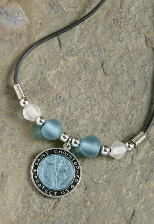 MAUNA KAI Blue St. Christopher Rubber Cord Necklace - ASSORTED sold by Sun Diego Boardshops