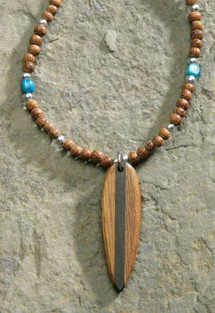 MAUNA KAI Carved Surfboard Wood Beaded Cord Necklace - ASSORTED sold by Sun Diego Boardshops