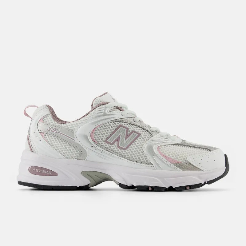 New Balance 530 Shoe - WHITE SILVER METALIC ICE WINE MID CENTURY PINK sold by Sun Diego Boardshops