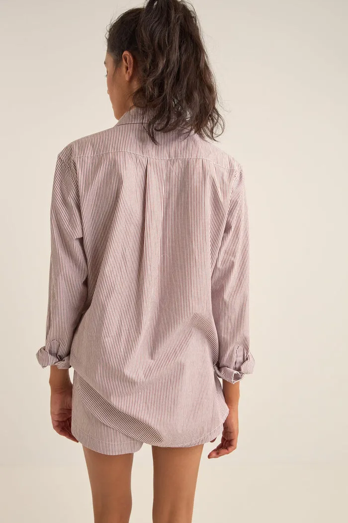 Rhythm Zephyr Stripe Beach Shirt - CHOCOLATE sold by Sun Diego Boardshops product image thumbnail 2