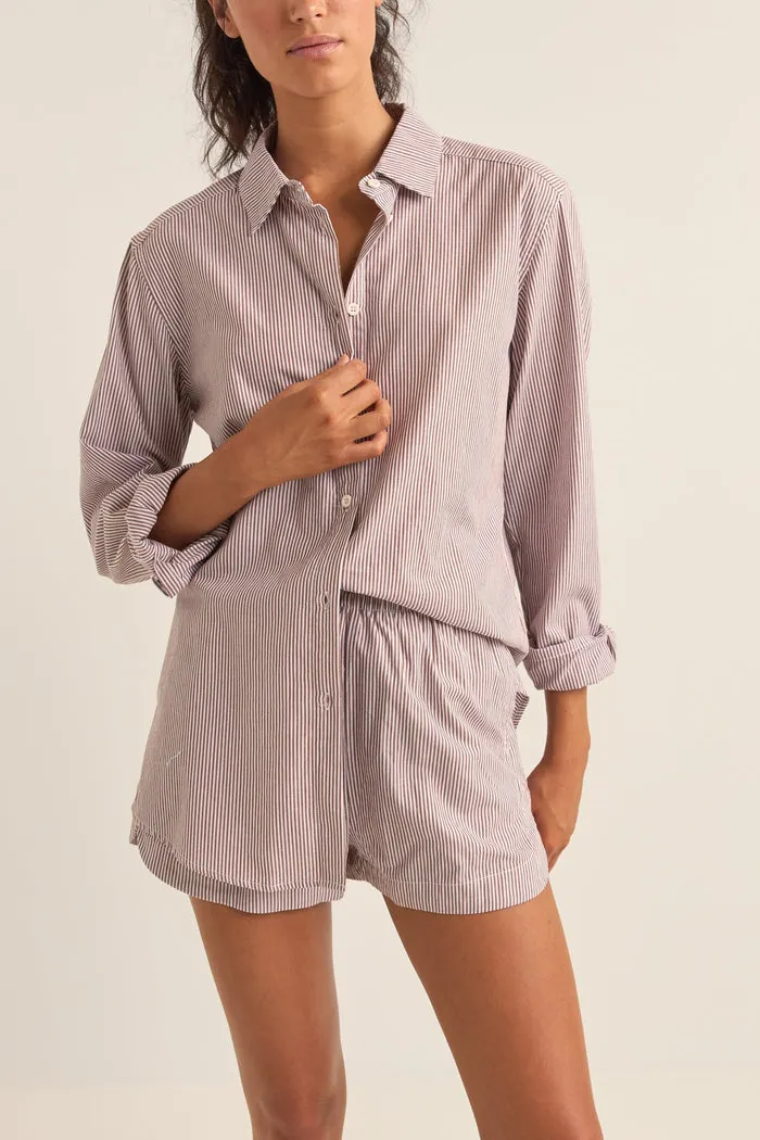 Rhythm Zephyr Stripe Beach Shirt - CHOCOLATE sold by Sun Diego Boardshops