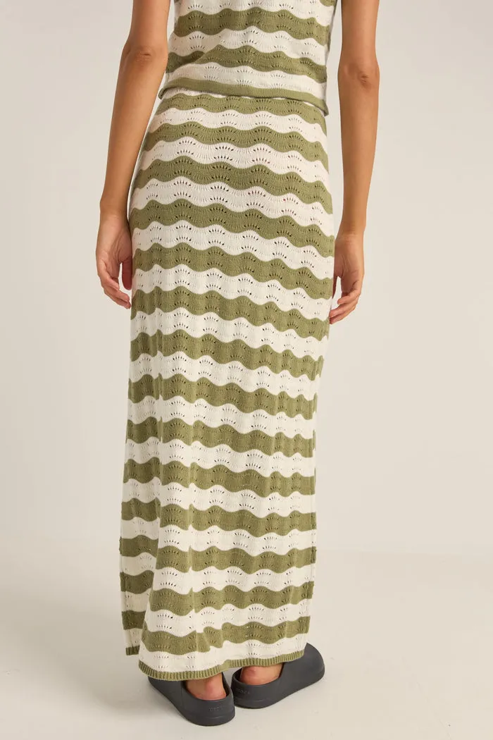 Rhythm Carmen Stripe Knit Maxi Skirt - SAGE sold by Sun Diego Boardshops product image thumbnail 2