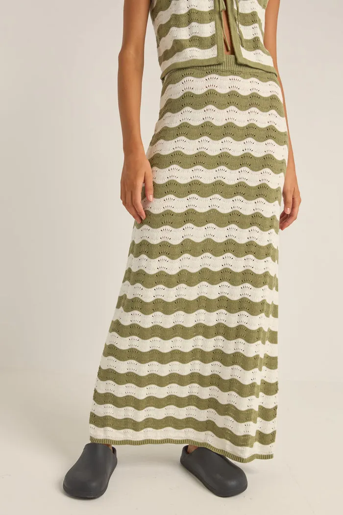Rhythm Carmen Stripe Knit Maxi Skirt - SAGE sold by Sun Diego Boardshops