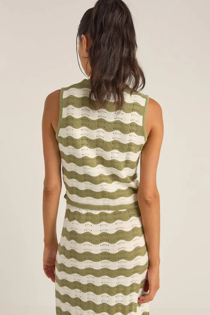 Rhythm Carmen Stripe Knit Vest - SAGE sold by Sun Diego Boardshops product image thumbnail 2