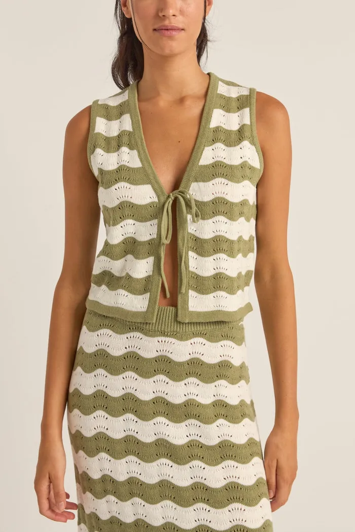 Rhythm Carmen Stripe Knit Vest - SAGE sold by Sun Diego Boardshops