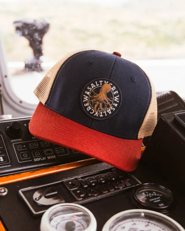 Salty Crew Tentacles Retro Trucker Hat - NAVY BURGUNDY sold by Sun Diego Boardshops